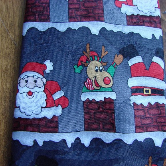 Mens Tie Christmas HOHOHO Santa Rudolph Reindeer Teachers - Picture 10 of 10